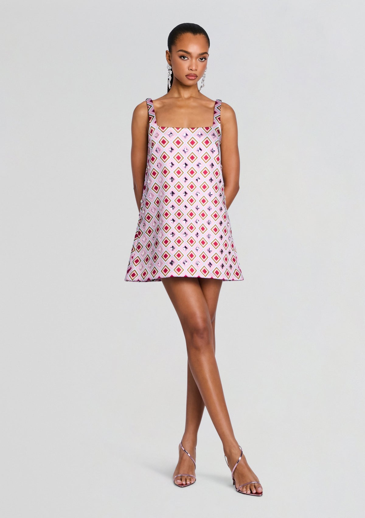Zephyra Embellished Dress by retrofête in Lavande/Geo Tile, product image 1