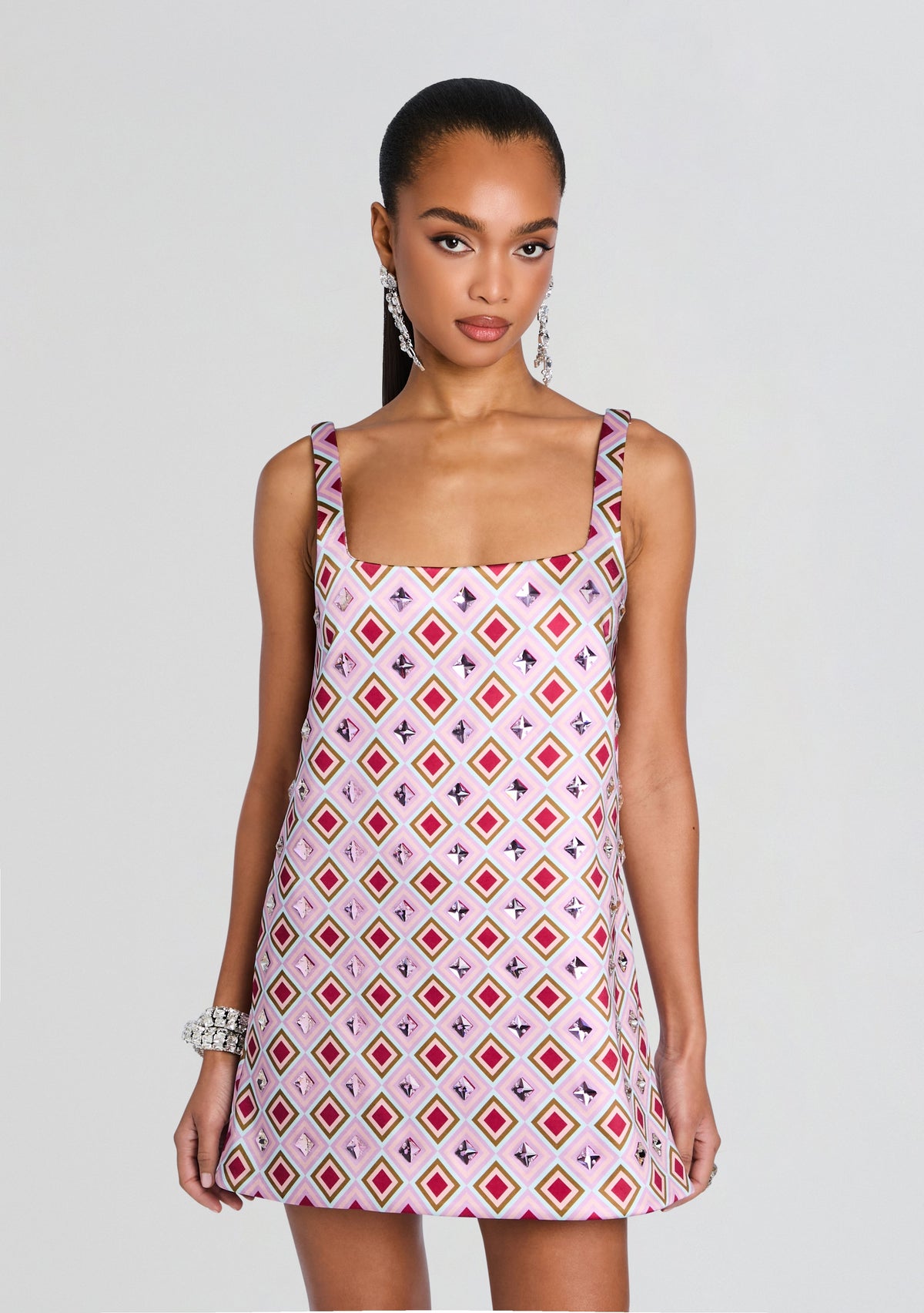 Zephyra Embellished Dress by retrofête in Lavande/Geo Tile, product image 6