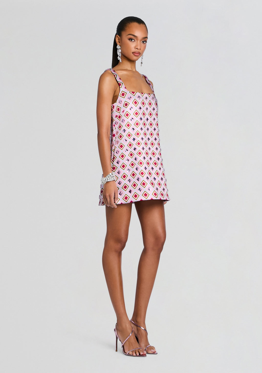 Zephyra Embellished Dress by retrofête in Lavande/Geo Tile, product image 4