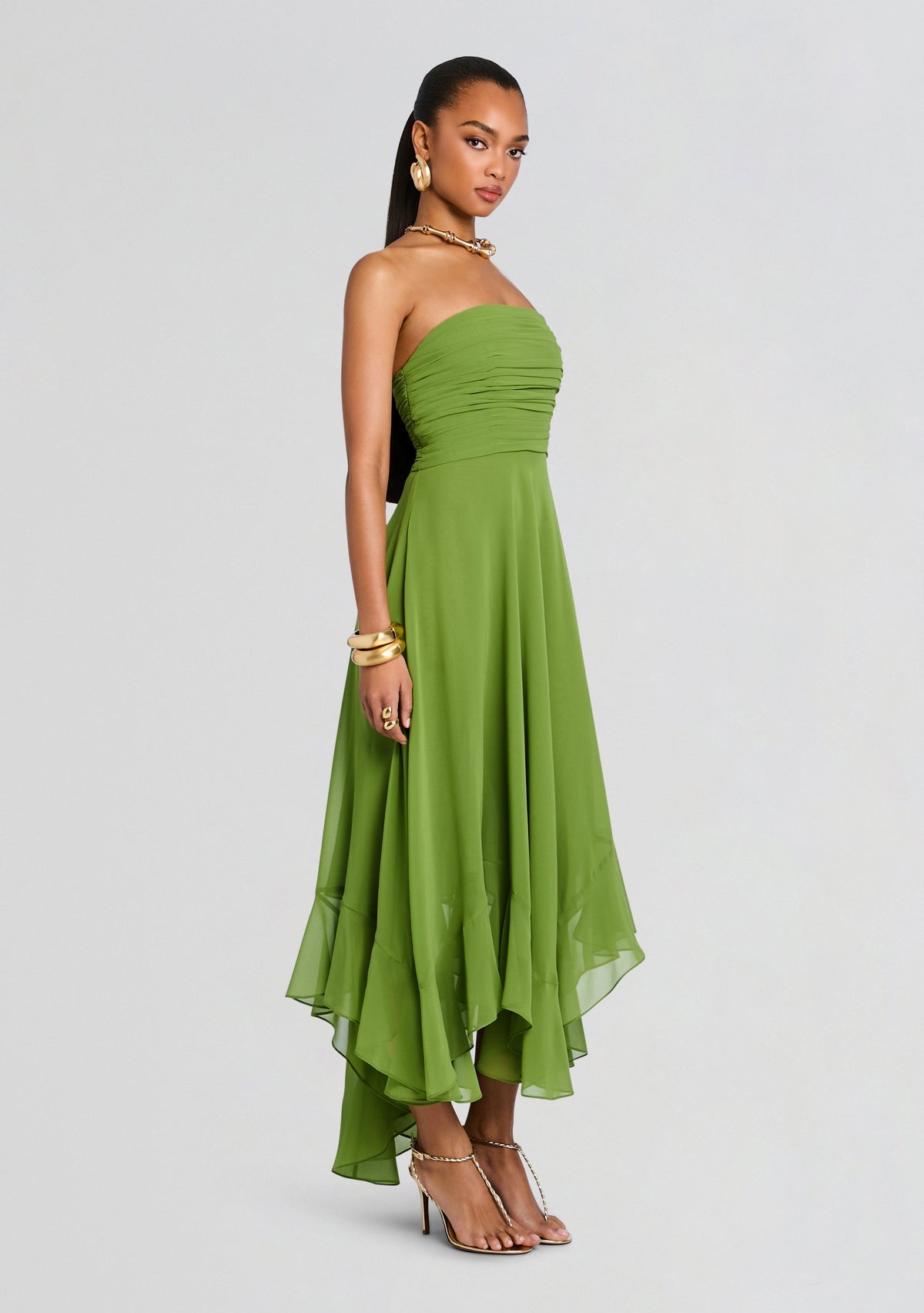 Louisa Chiffon Dress by retrofête in Kiwi, product image 3