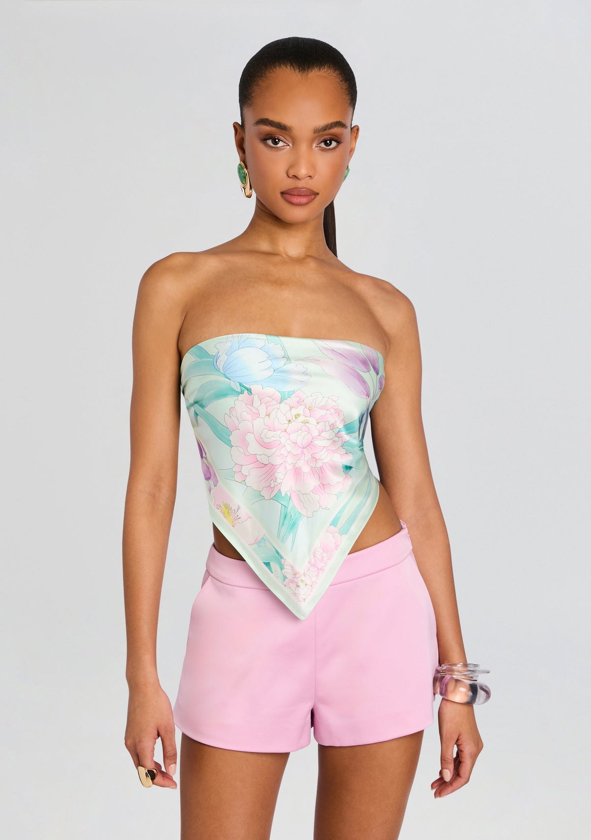 Alivia Silk Top by retrofête in Beija Flor Pistachio, product image 1