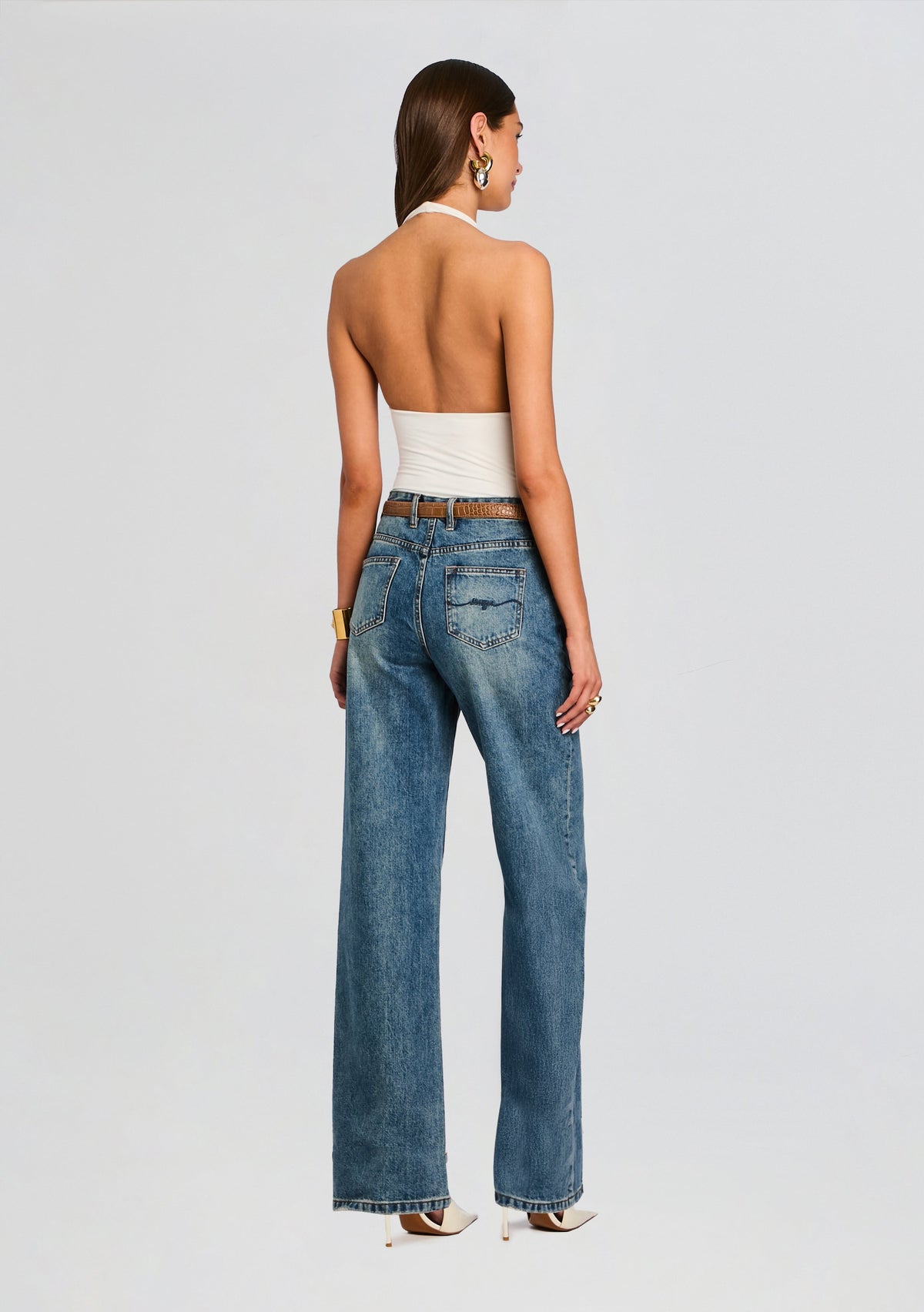 Bamboo Halter Bodysuit by Sans Faff in White, product image 5