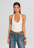 Bamboo Halter Bodysuit by Sans Faff in White, product image 1