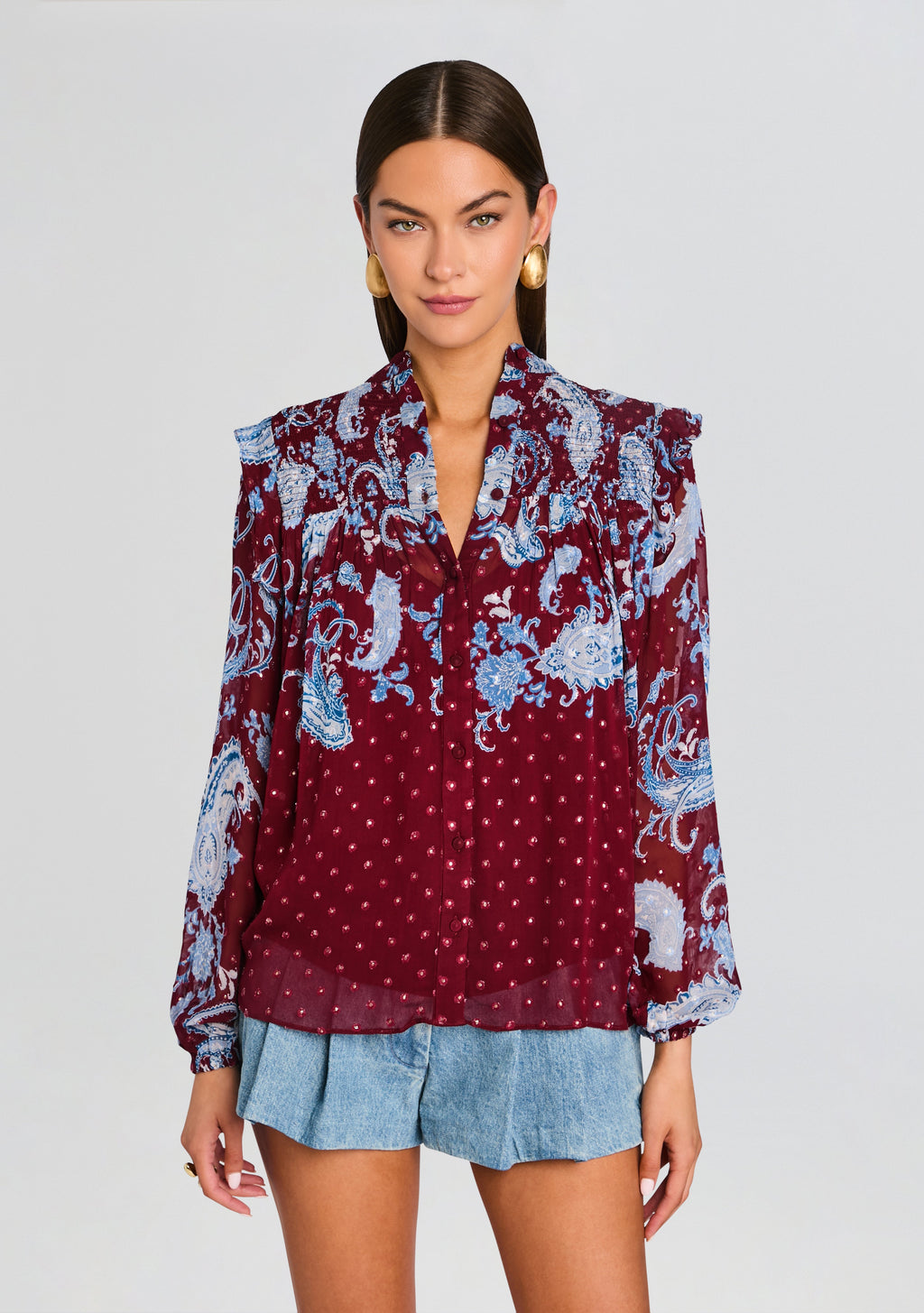 Hiba Top by Hemant & Nandita in Merlot, product image 1