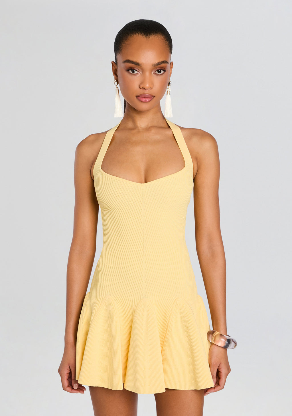 Laurenza Rib Knit Dress by retrofête in Metallic Buttercream, product image 5