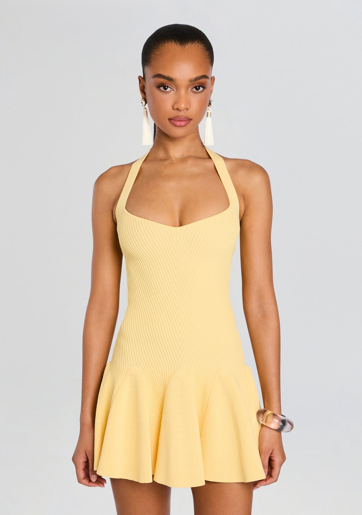 Laurenza Rib Knit Dress by retrofête in Metallic Buttercream, product image 5