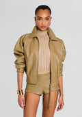 Mariel Leather Jacket by retrofête in Musgo, product image 1