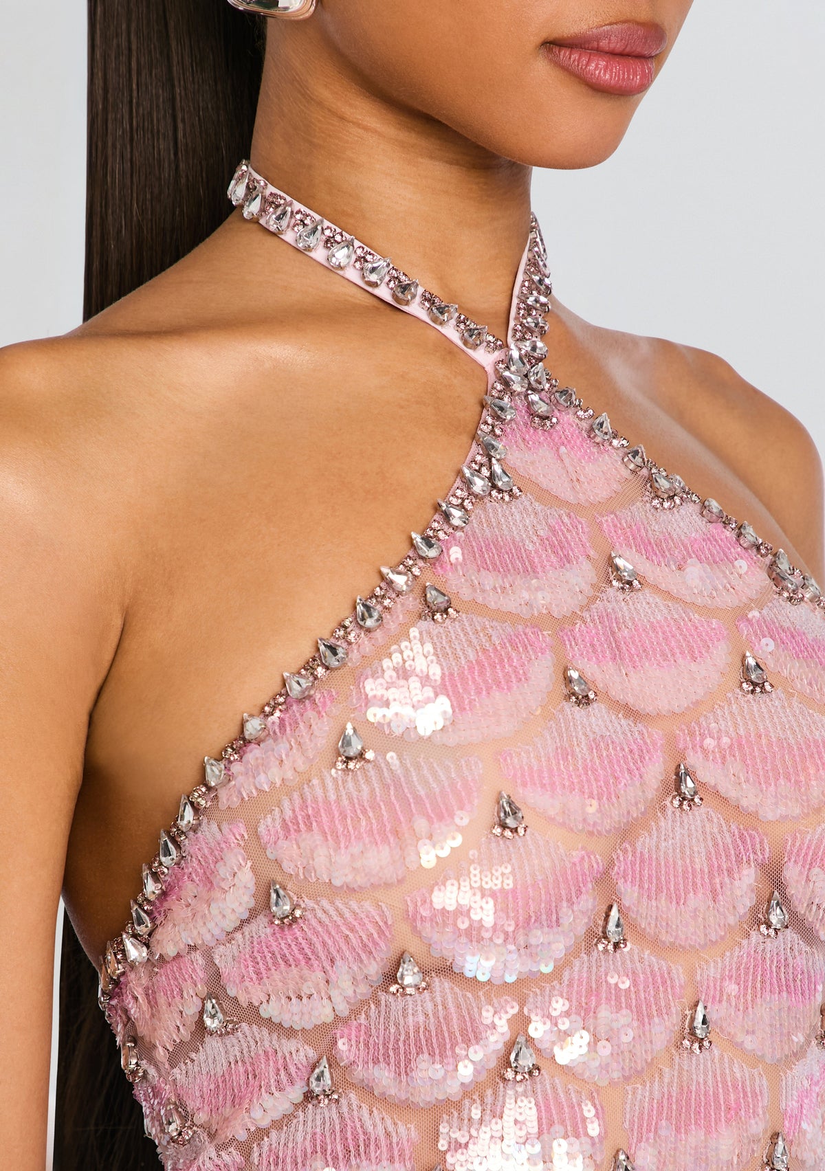 Ninette Sequin Embroidered Mini Dress by retrofête in Rosa, product image 2