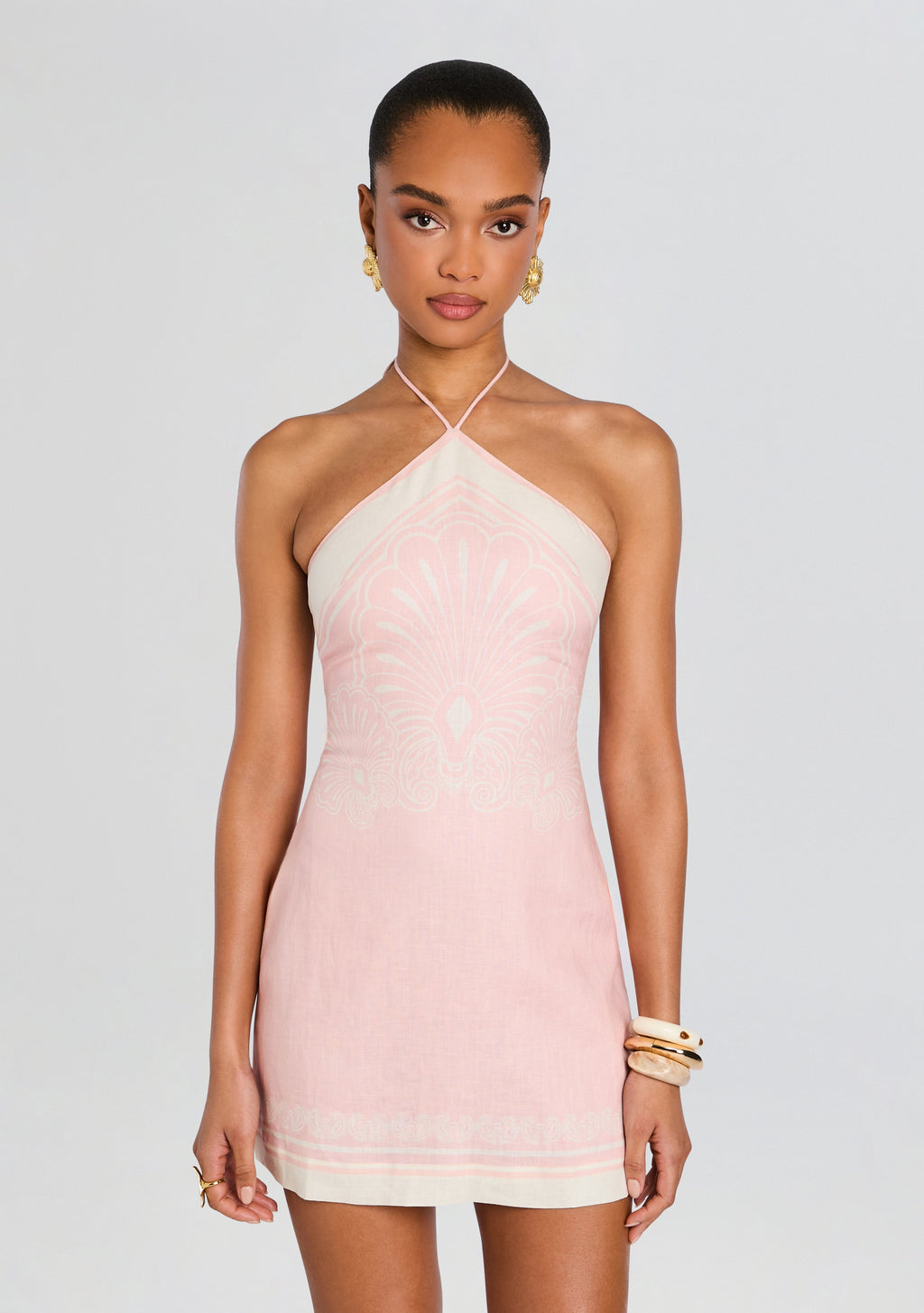 Oliver Linen Mini Dress by Shani Shemer in Baby Pink Shell, product image 5