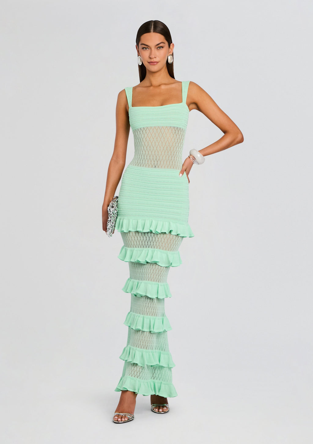 Thora Knit Dress by retrofête in Mint, product image 1