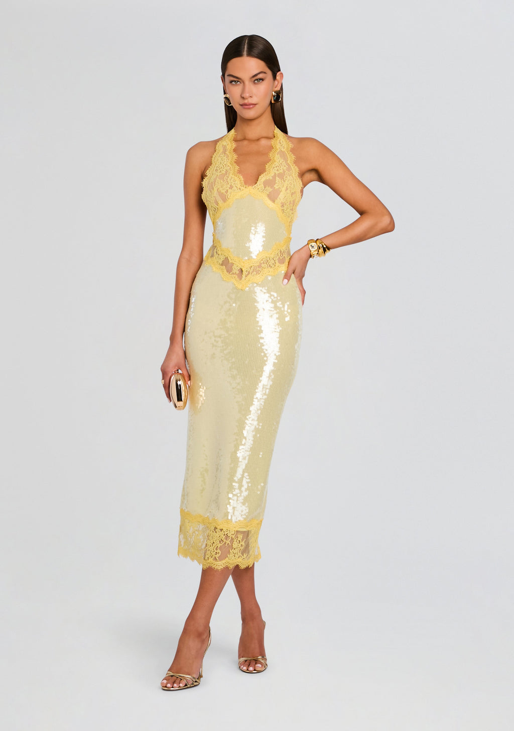 Vicky Sequin Lace Dress by retrofête in Yuzu, product image 1