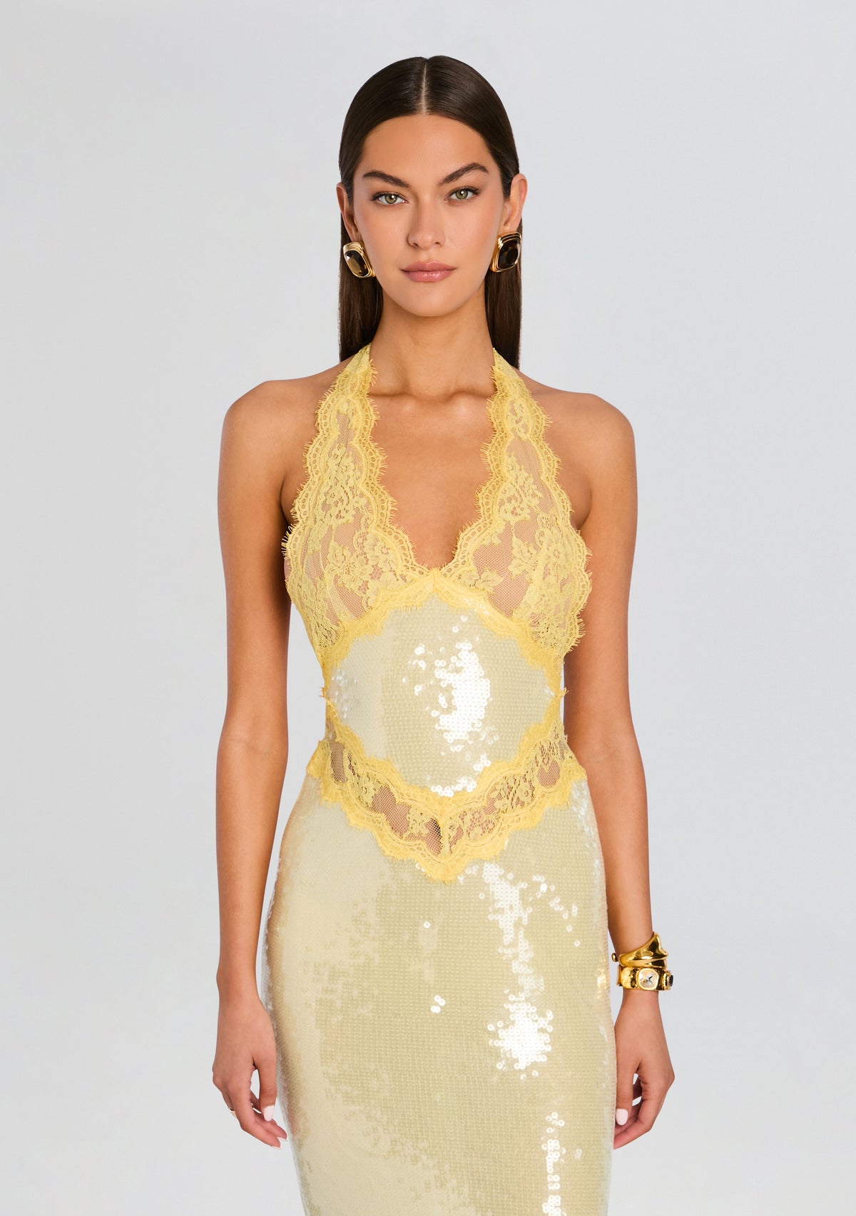Vicky Sequin Lace Dress by retrofête in Yuzu, product image 6