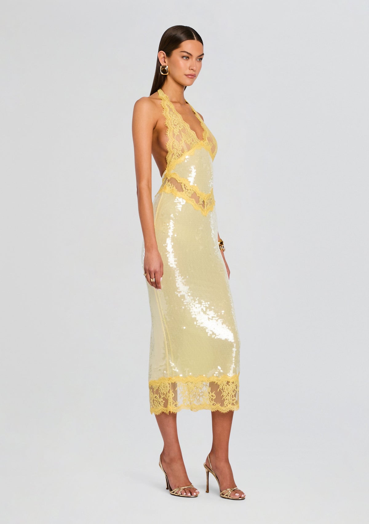 Vicky Sequin Lace Dress by retrofête in Yuzu, product image 4