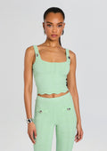 Aloe Metallic Rib Knit Top by retrofête in Metallic Mint, product image 1
