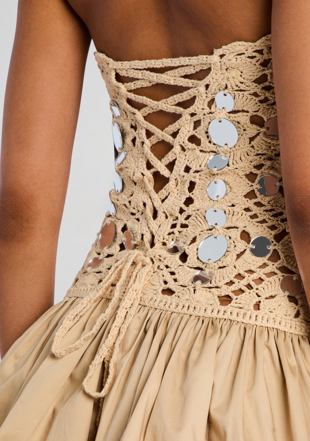 Aliane Crochet Dress by retrofête in Metallic Ivory, product image 2