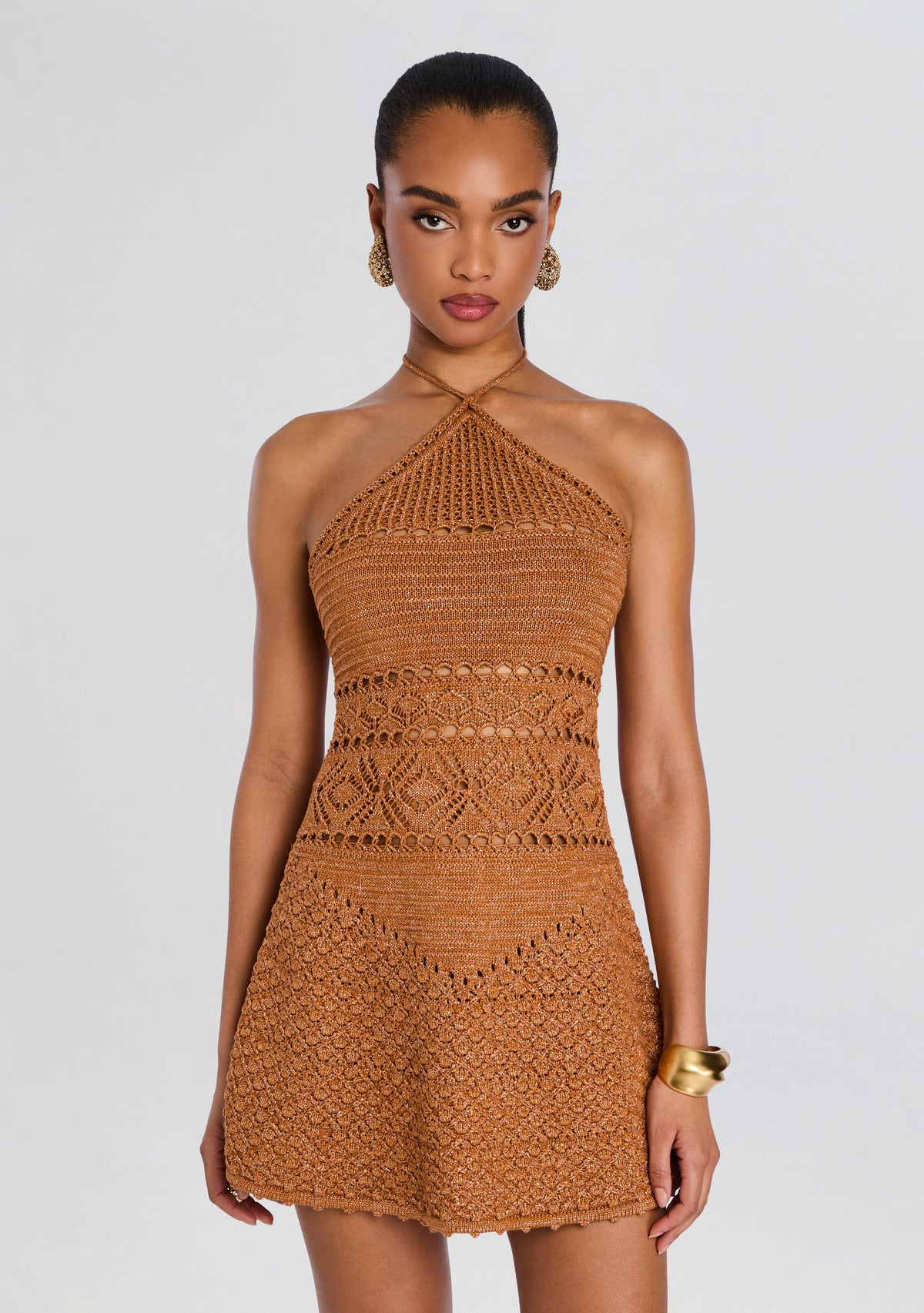 Florentina Crochet Dress by retrofête in Metallic Rust, product image 5