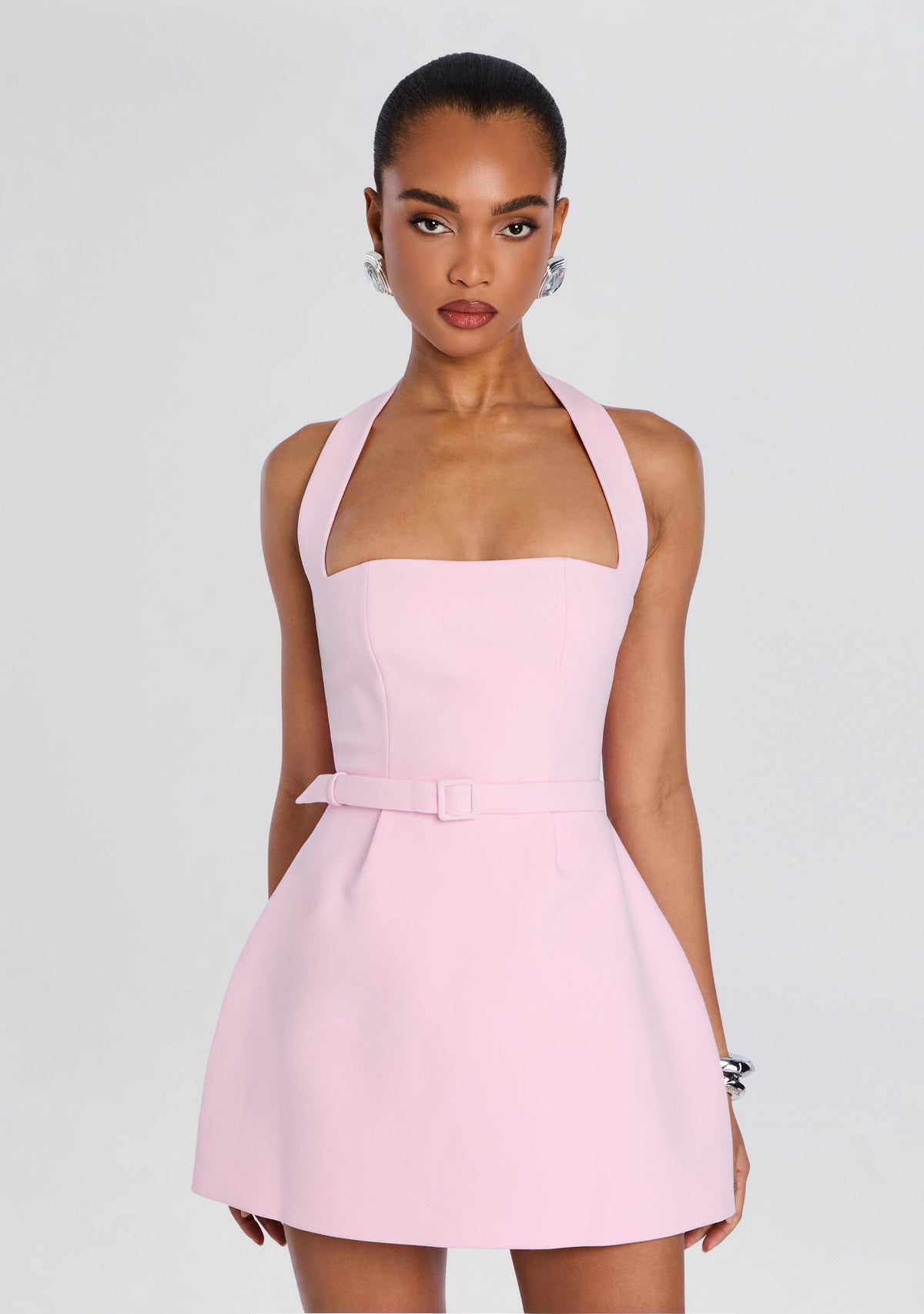 Halter Mini Bubble Dress by Sans Faff in Pink, product image 5