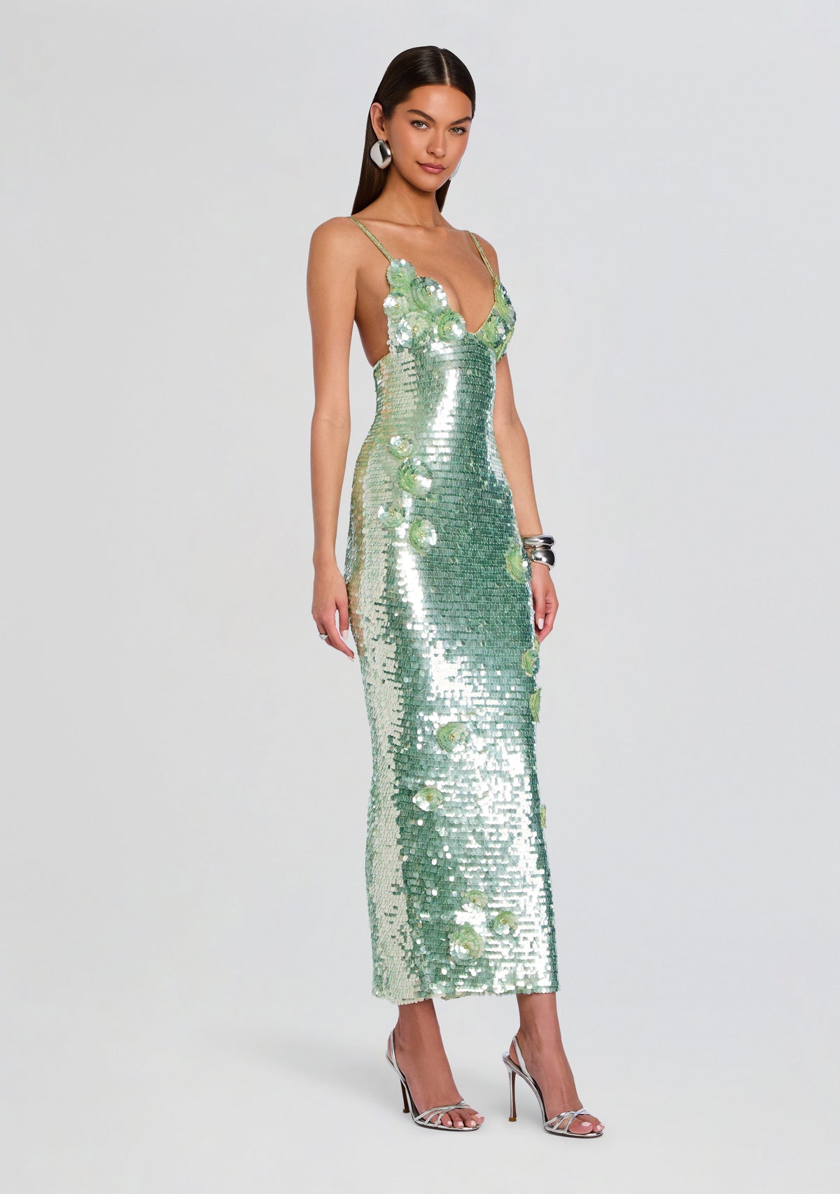 Ines Sequin Dress by retrofête in Pistachio, product image 3