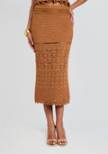 Leony Metallic Crochet Skirt by retrofête in Metallic Rust, product image 1