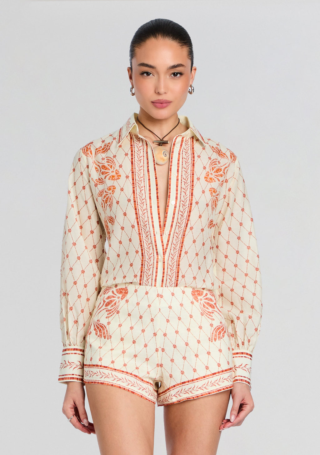 Esther Shirt by Shani Shemer in Orange Mosaic Print, product image 1