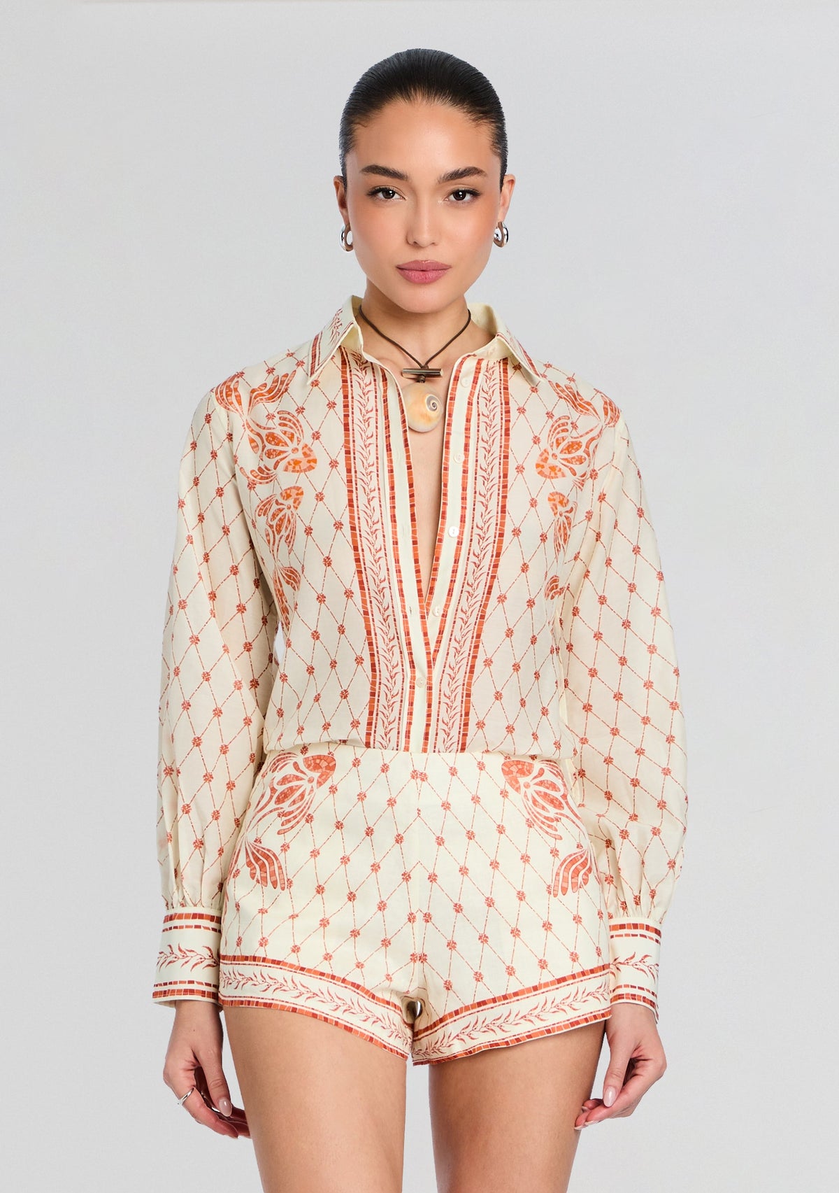 Esther Shirt by Shani Shemer in Orange Mosaic Print, product image 1