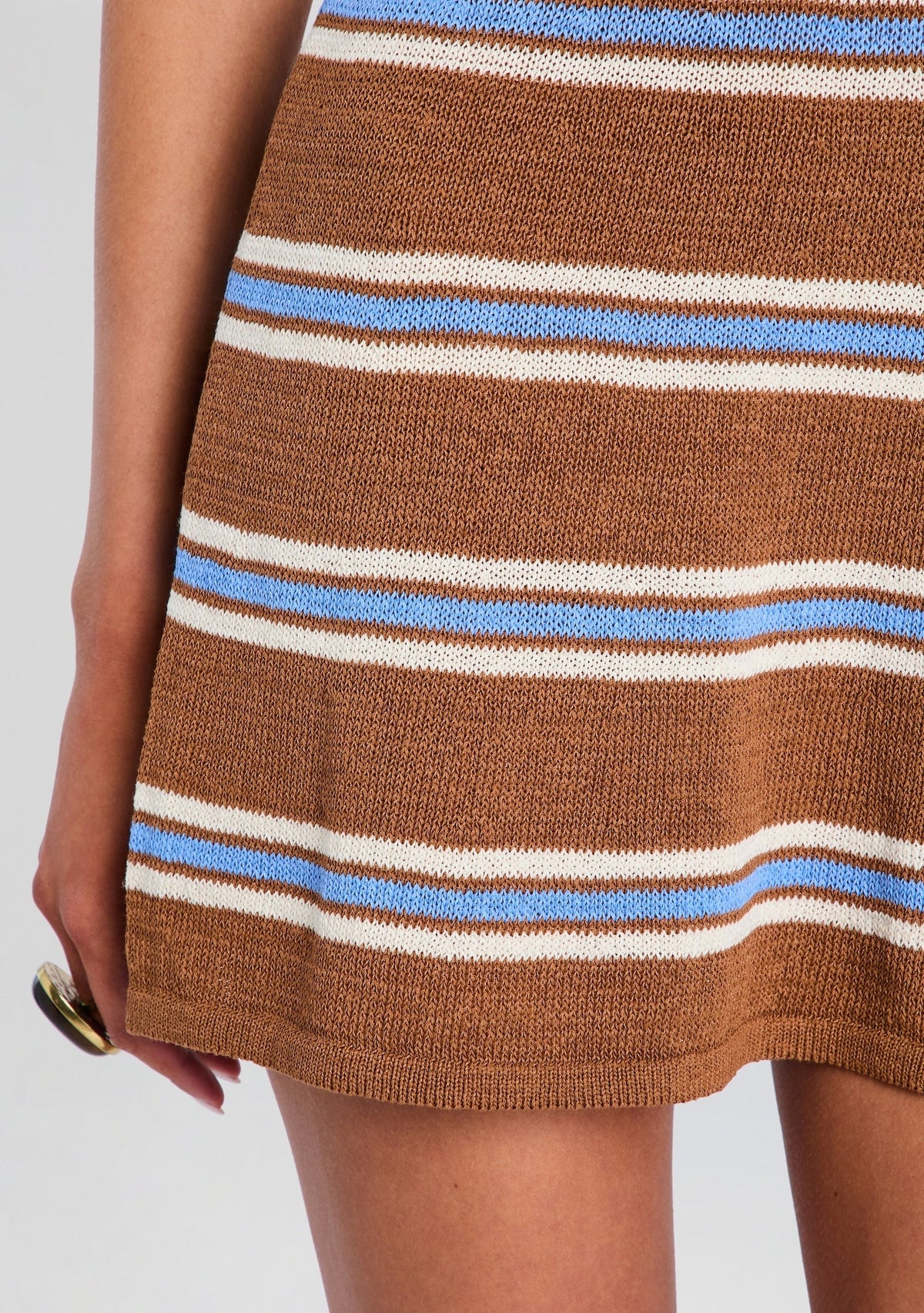 Azriel Knit Mini Dress by SEROYA in Cedarwood Stripe, product image 2