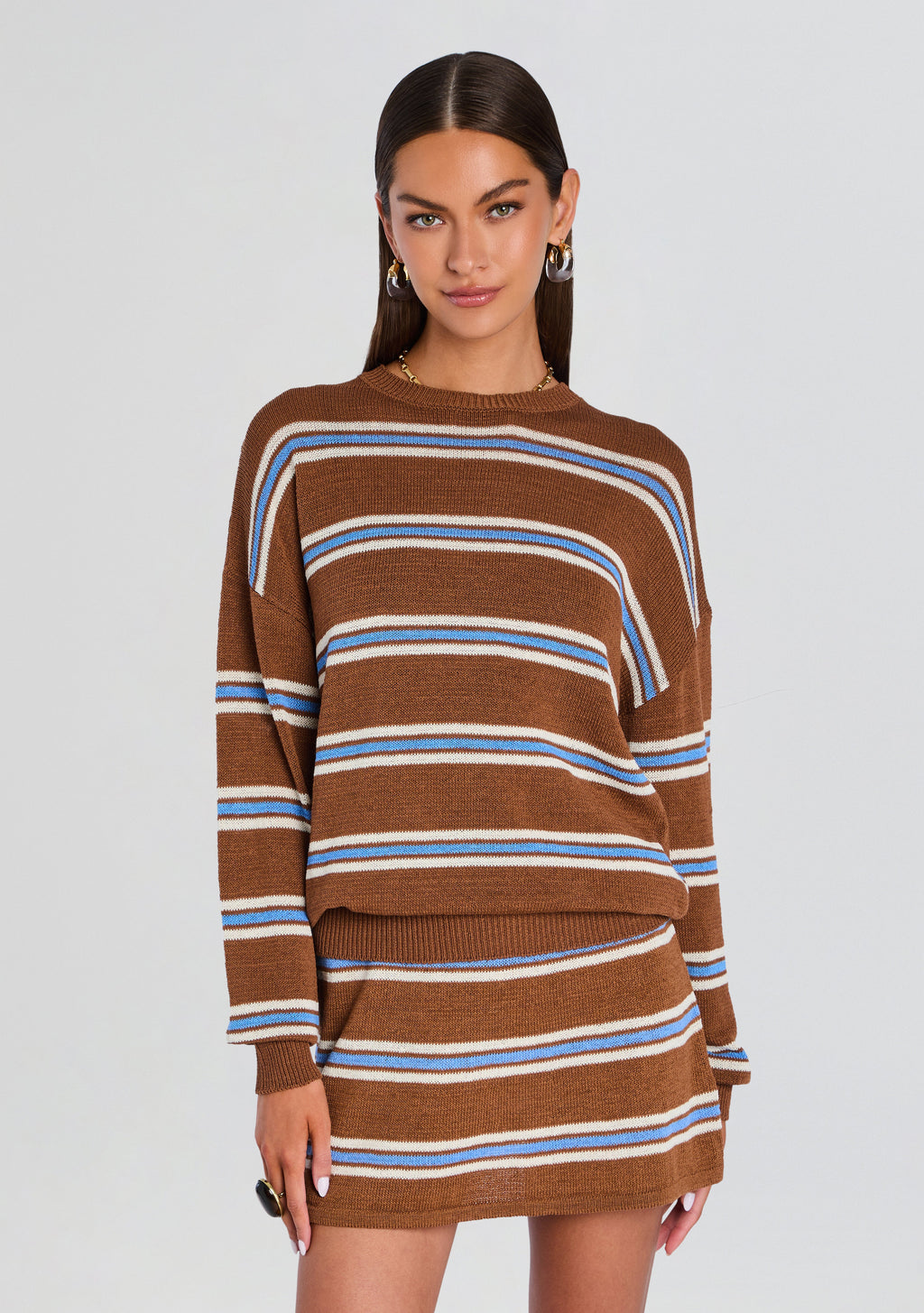 Cassian Knit Sweater by SEROYA in Cedarwood Stripe, product image 1