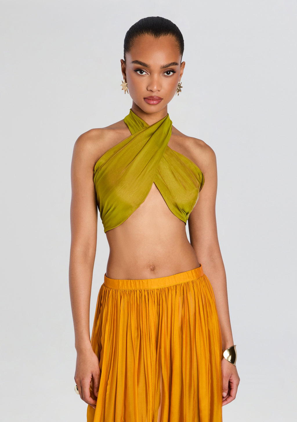 Fable Chiffon Top by retrofête in Iridescent Dijon, product image 1