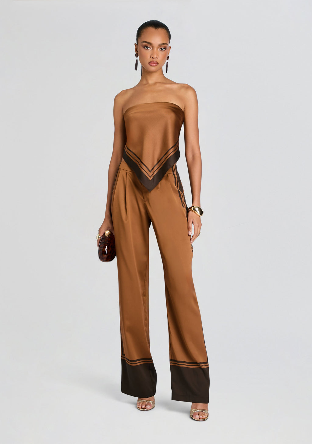 Marlowe Satin Pant by SEROYA in Bosun Brown Tile, product image 2