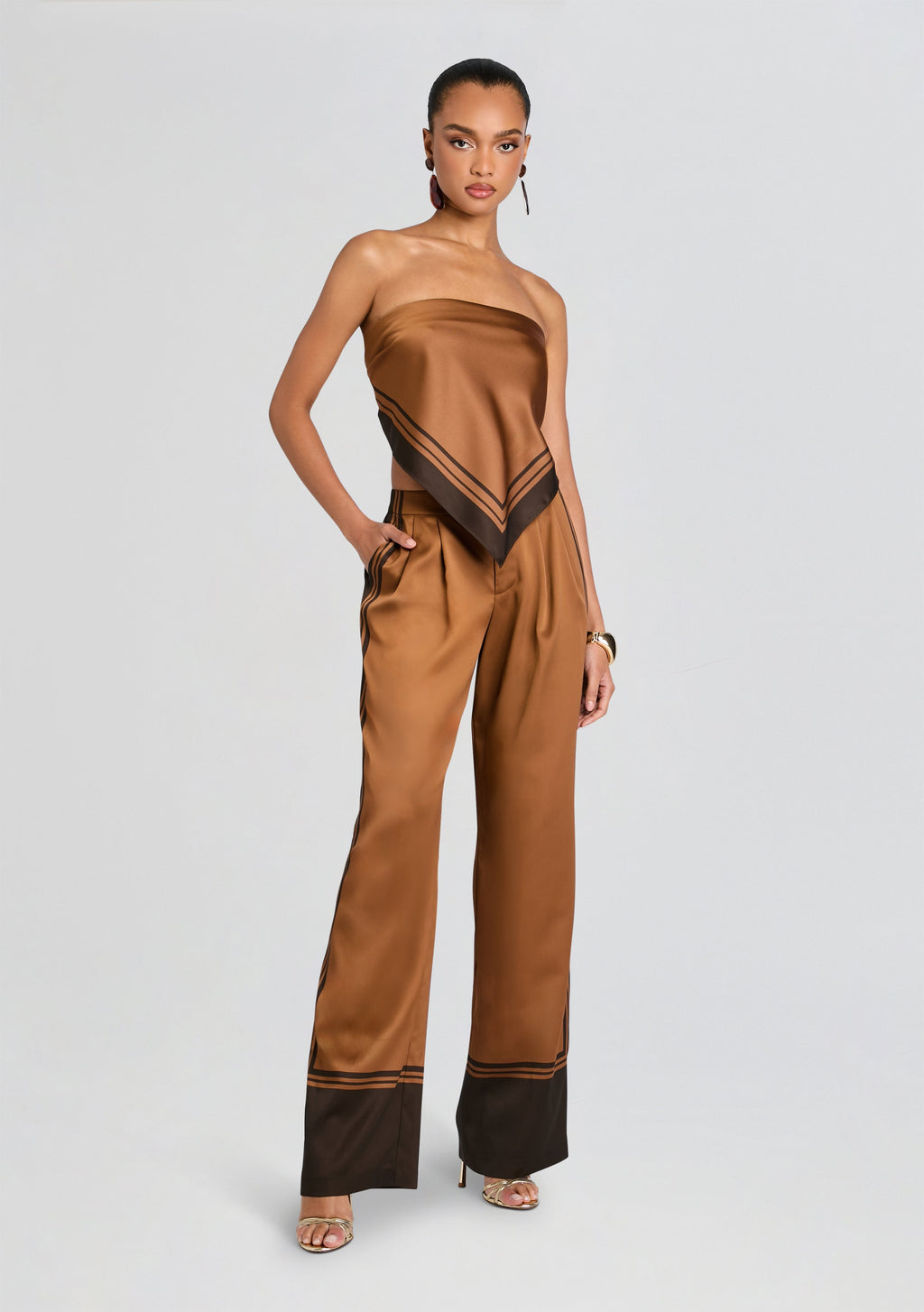 Hark Satin Top by SEROYA in Bosun Brown Tile, product image 4