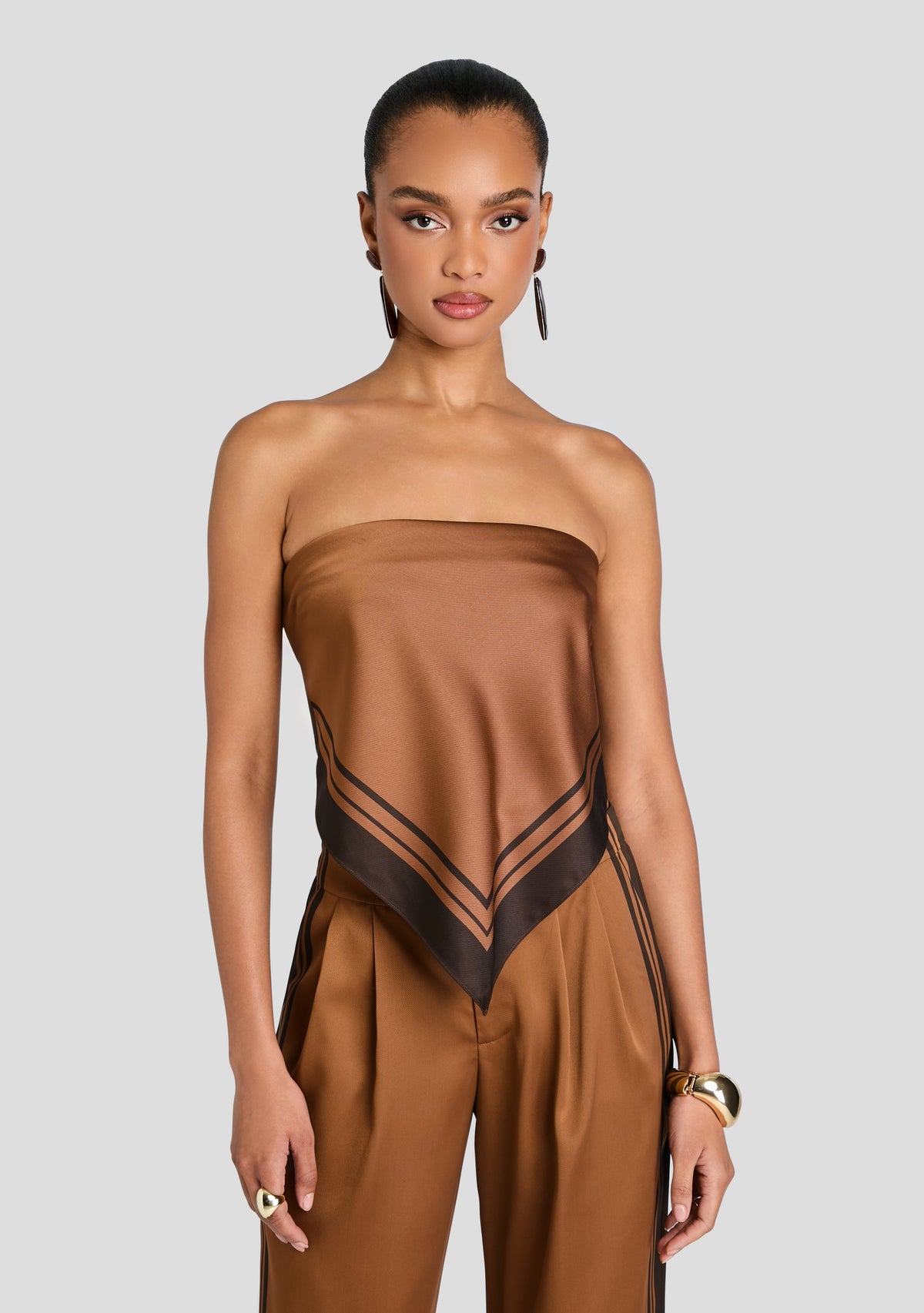 Hark Satin Top by SEROYA in Bosun Brown Tile, product image 1