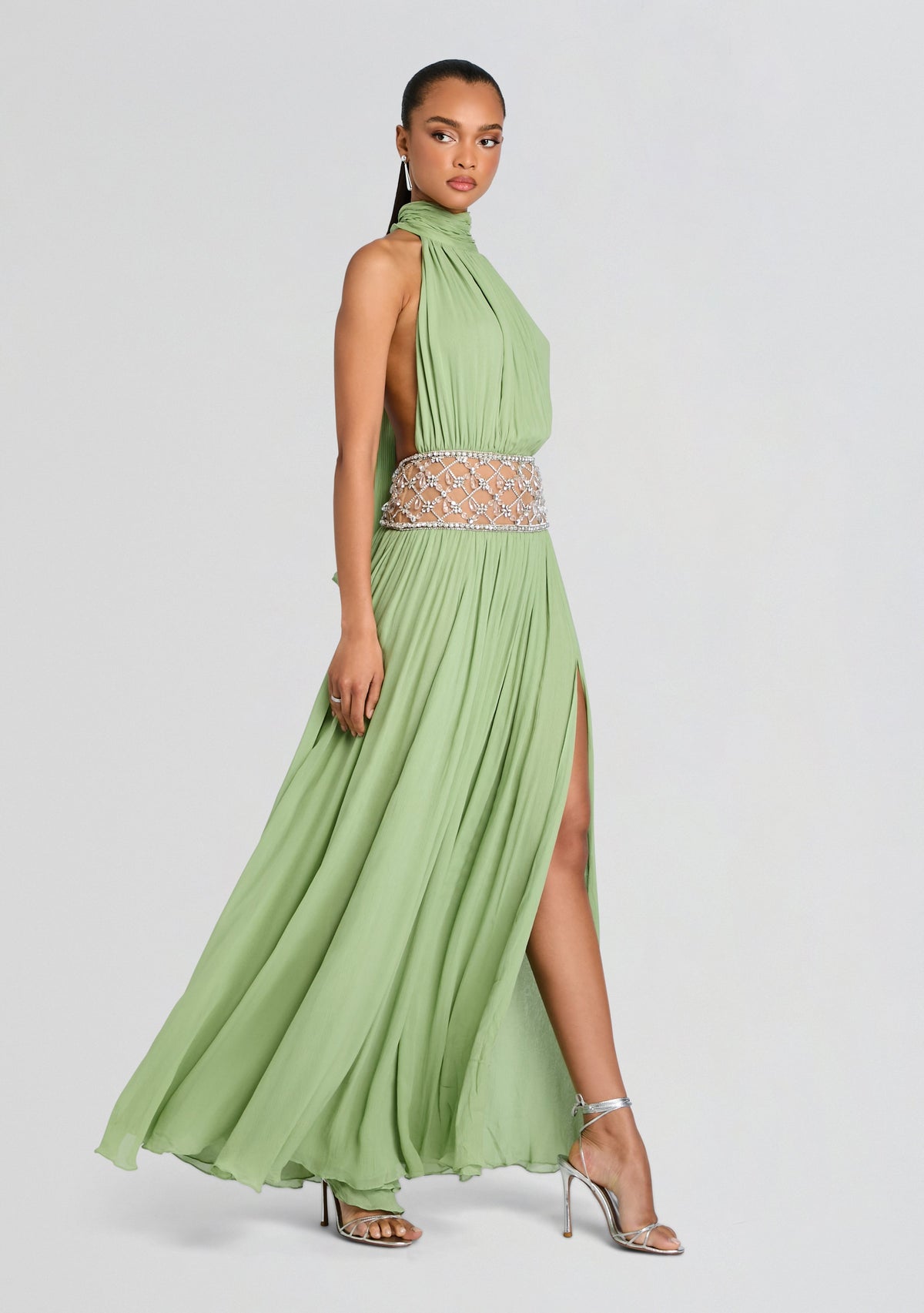 Kreeli Embellished Dress by retrofête in Matcha, product image 3
