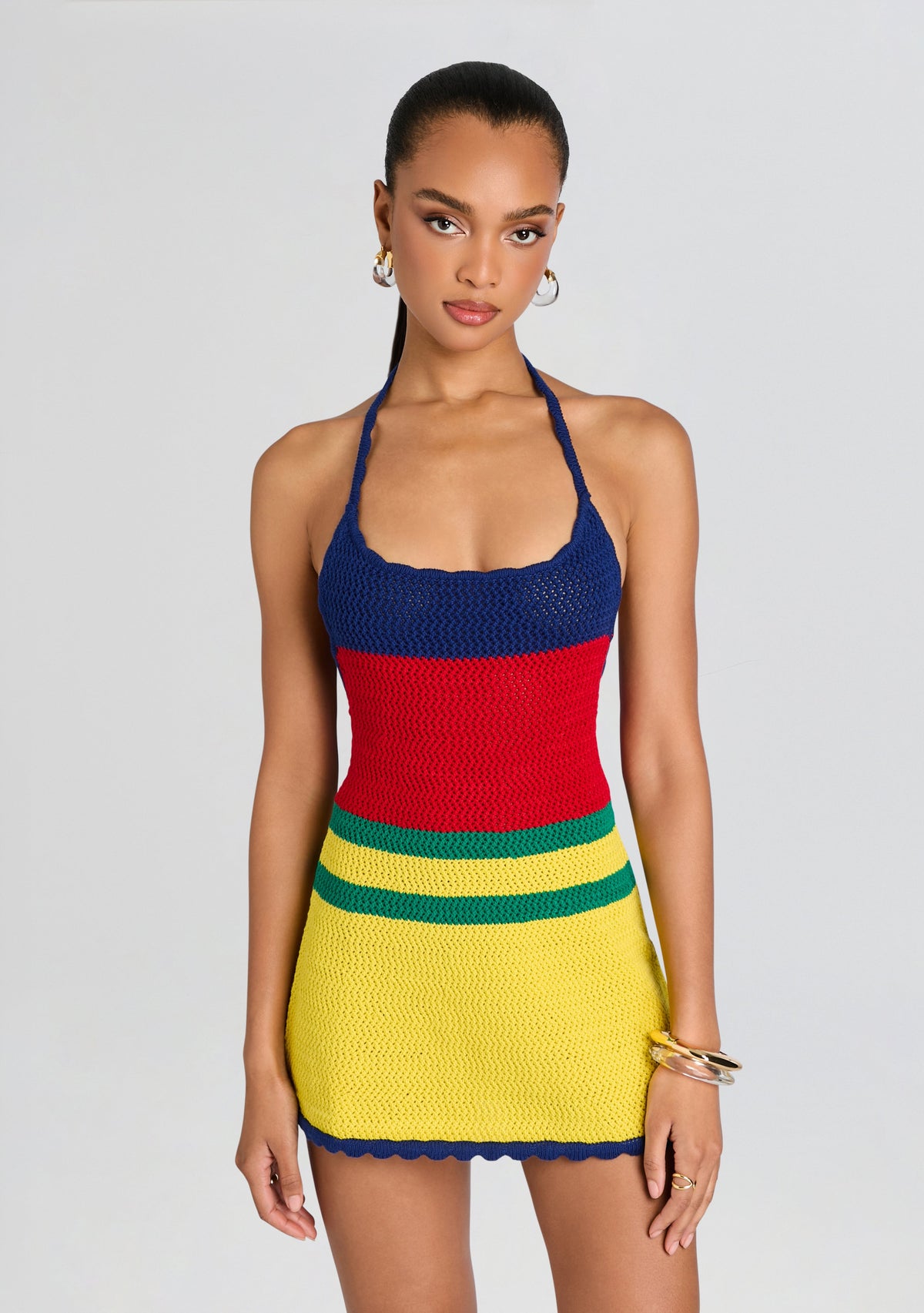 Norma Crochet Dress by SEROYA in Multi Stripe, product image 5