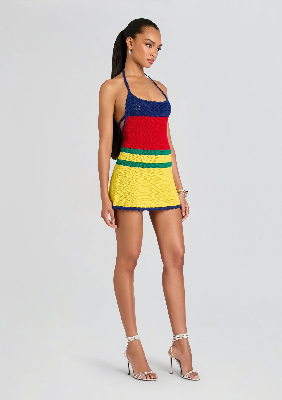 Norma Crochet Dress by SEROYA in Multi Stripe, product image 4
