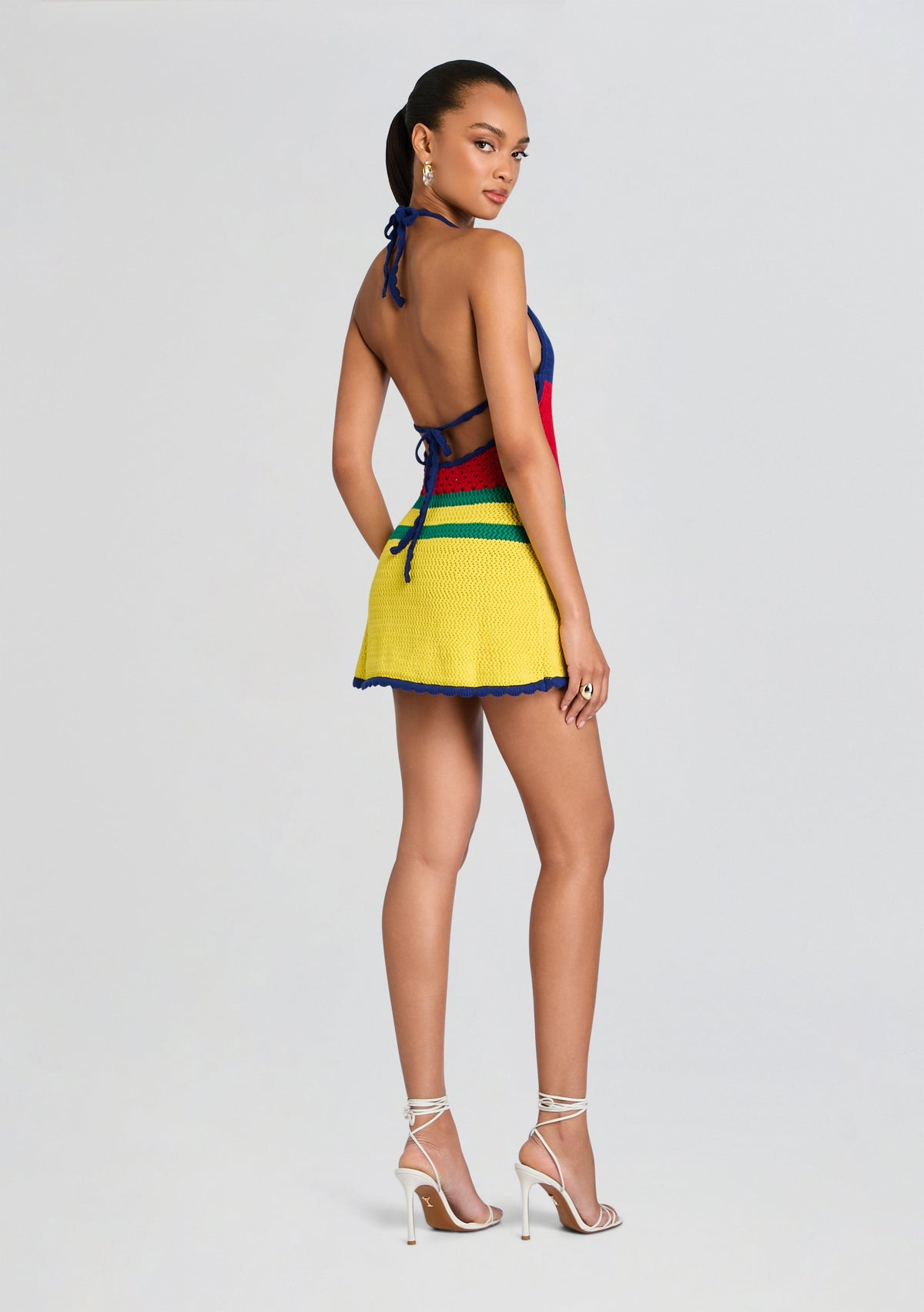 Norma Crochet Dress by SEROYA in Multi Stripe, product image 3