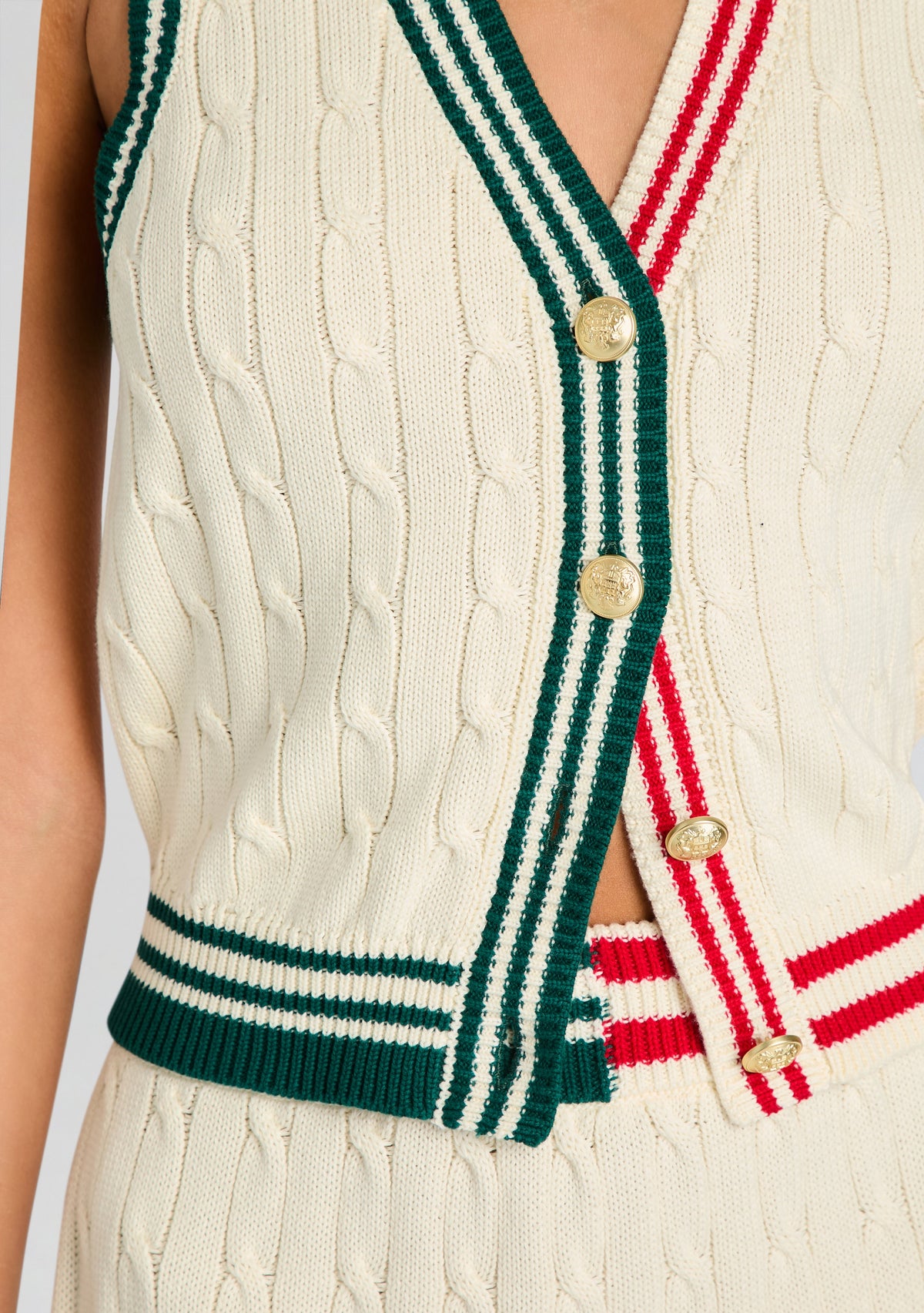 Pearson Vest by SEROYA in Eggshell Varsity, product image 3