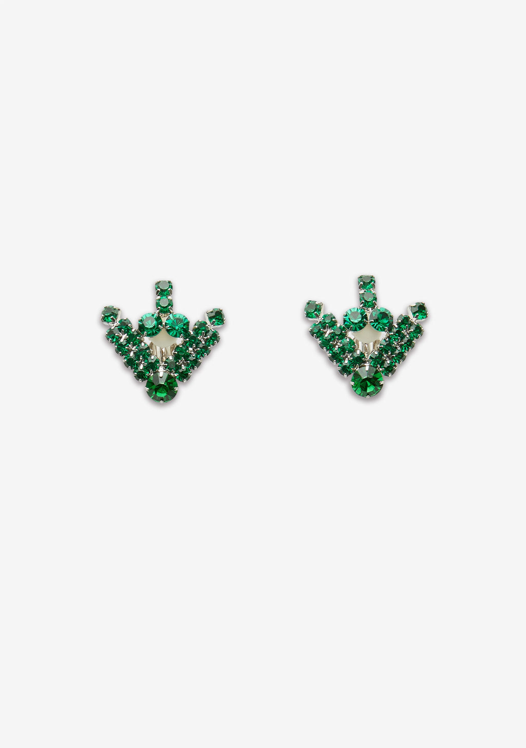 Crystal Clip Earrings by retrofête in Dark Green, product image 1