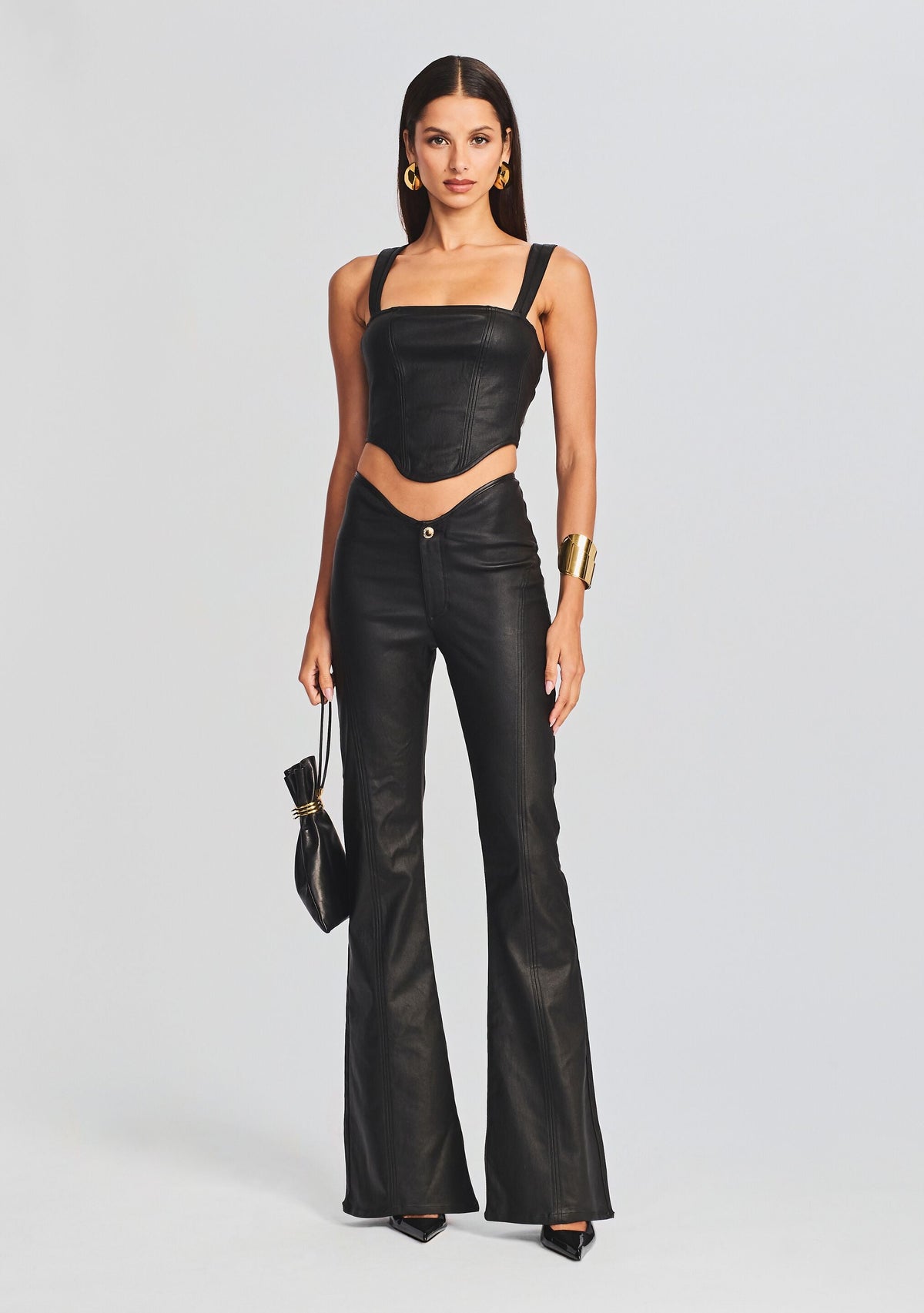 Jaylee Coated Denim Top by retrofête in Coated Black, product image 2
