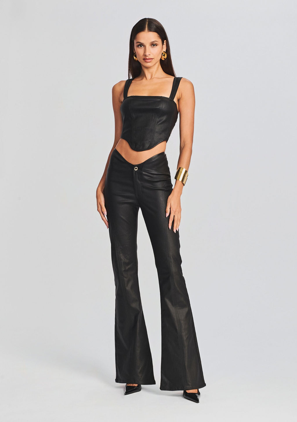 Jaylee Coated Denim Top by retrofête in Coated Black, product image 5