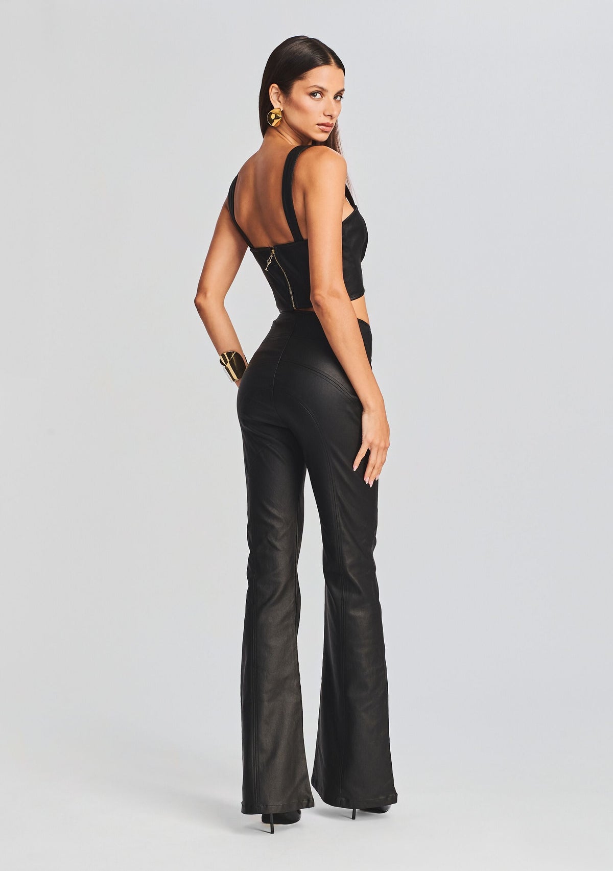 Jaylee Coated Denim Top by retrofête in Coated Black, product image 4