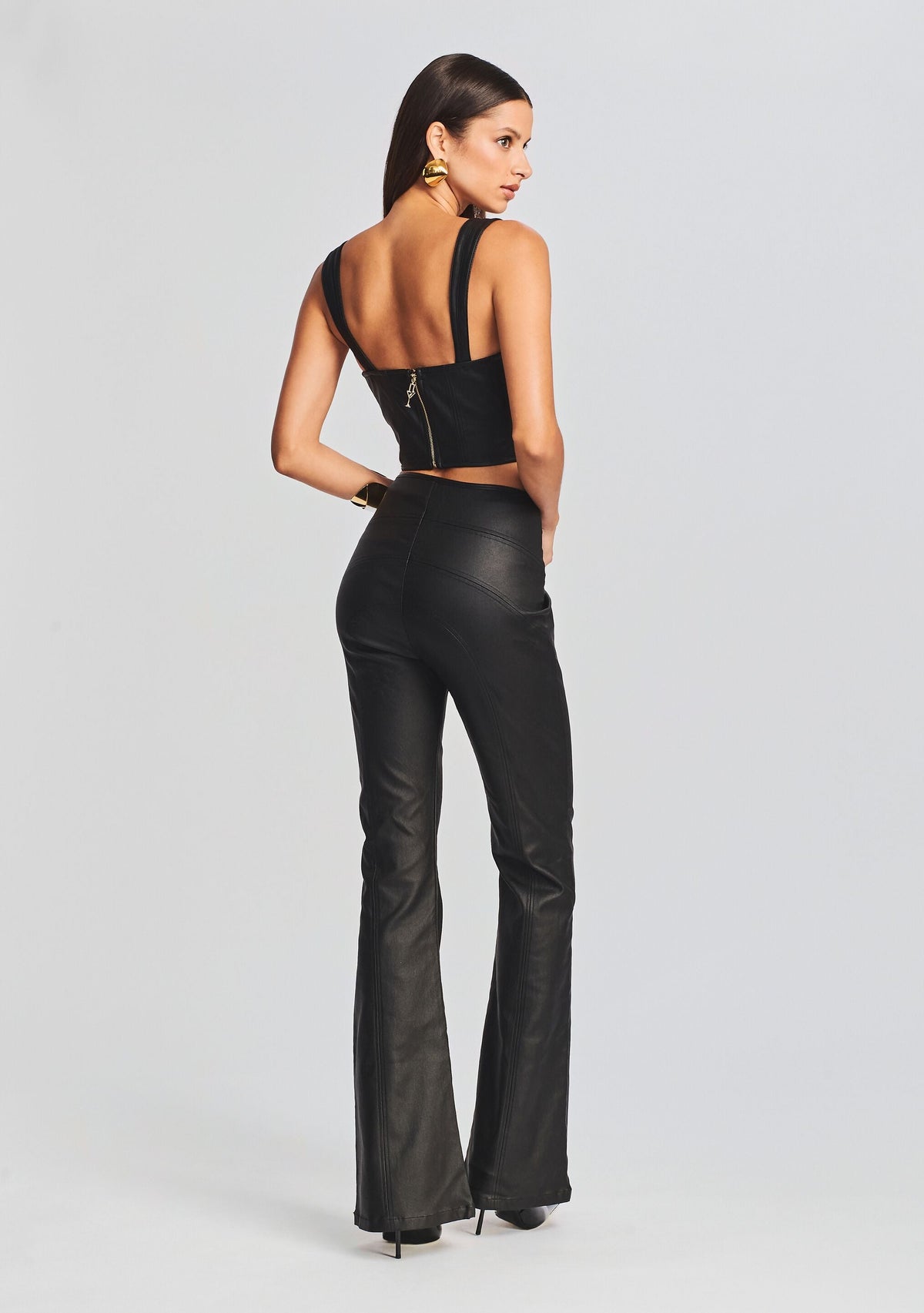 Wynona Coated Denim Pant by retrofête in Coated Black, product image 4