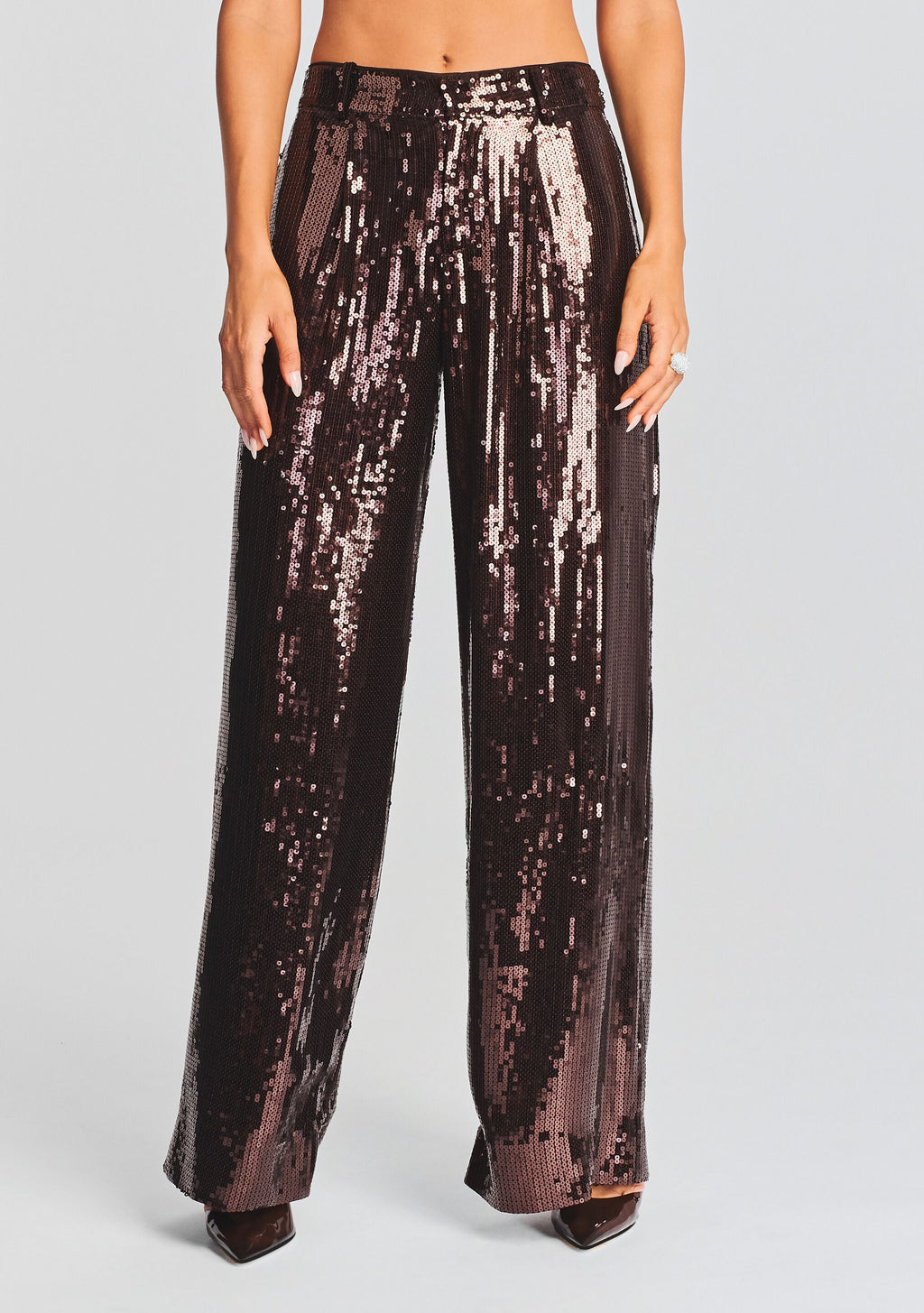 Trinity Sequin Pant by retrofête in Dark Chocolate, product image 1