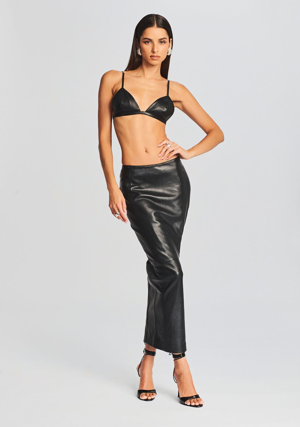 Esti Leather Bra by retrofête in Black, product image 2