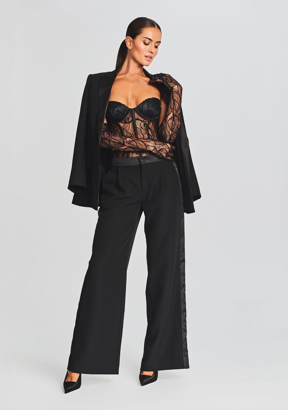 Hailey Embellished Lace Top by retrofête in Black, product image 2