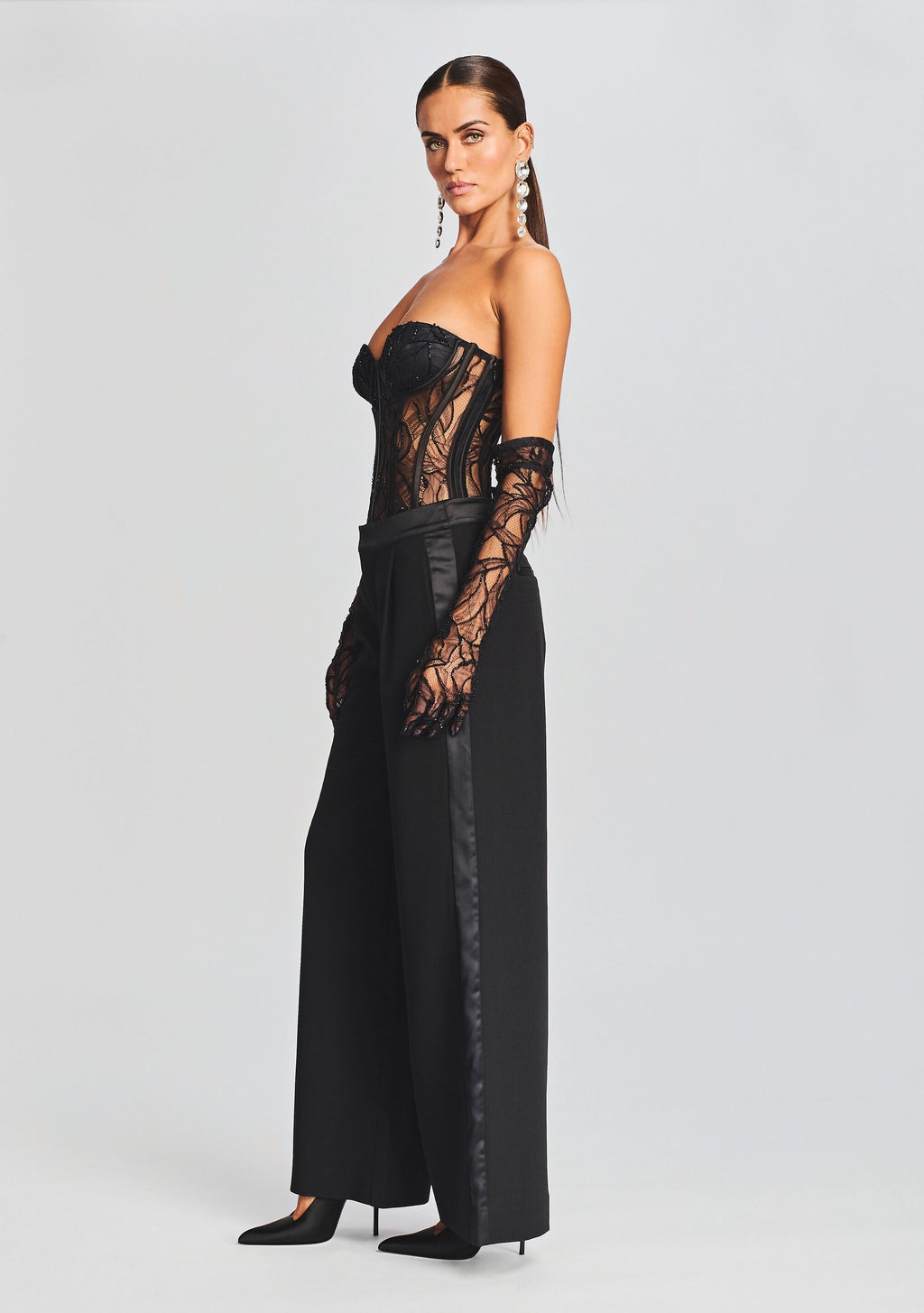 Hailey Embellished Lace Top by retrofête in Black, product image 3