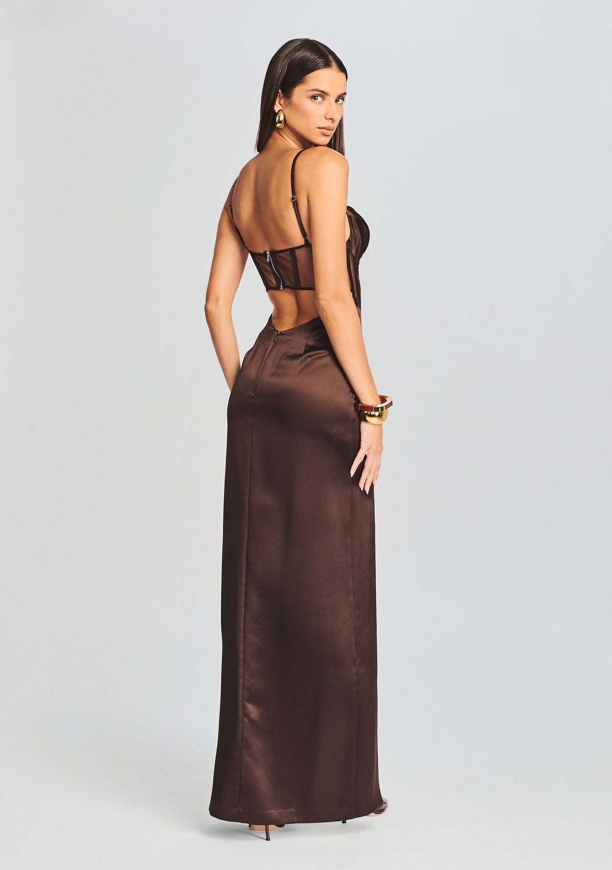 Rosa Corset Dress by retrofête in Dark Chocolate, product image 4