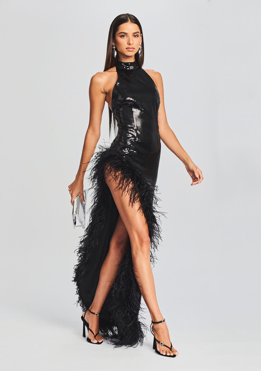 Vixen Sequin Feather Dress by retrofête in Black, product image 5
