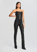 Brinley Coated Denim Jumpsuit by retrofête in Coated Black, product image 1