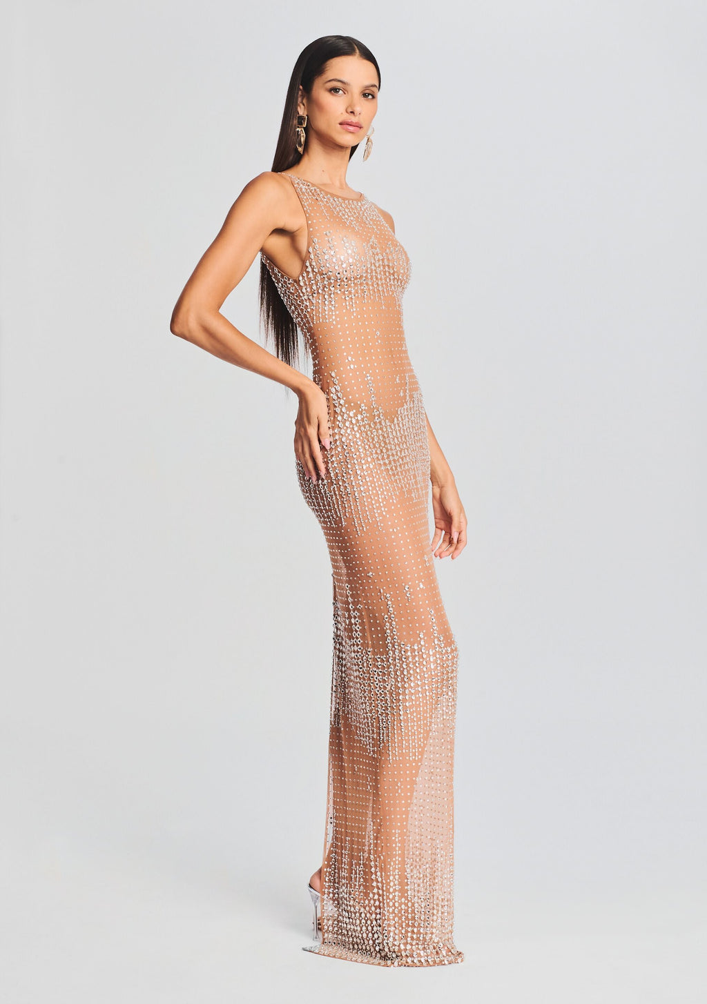 Jovie Sequin Dress by retrofête in Silver/Nude, product image 3