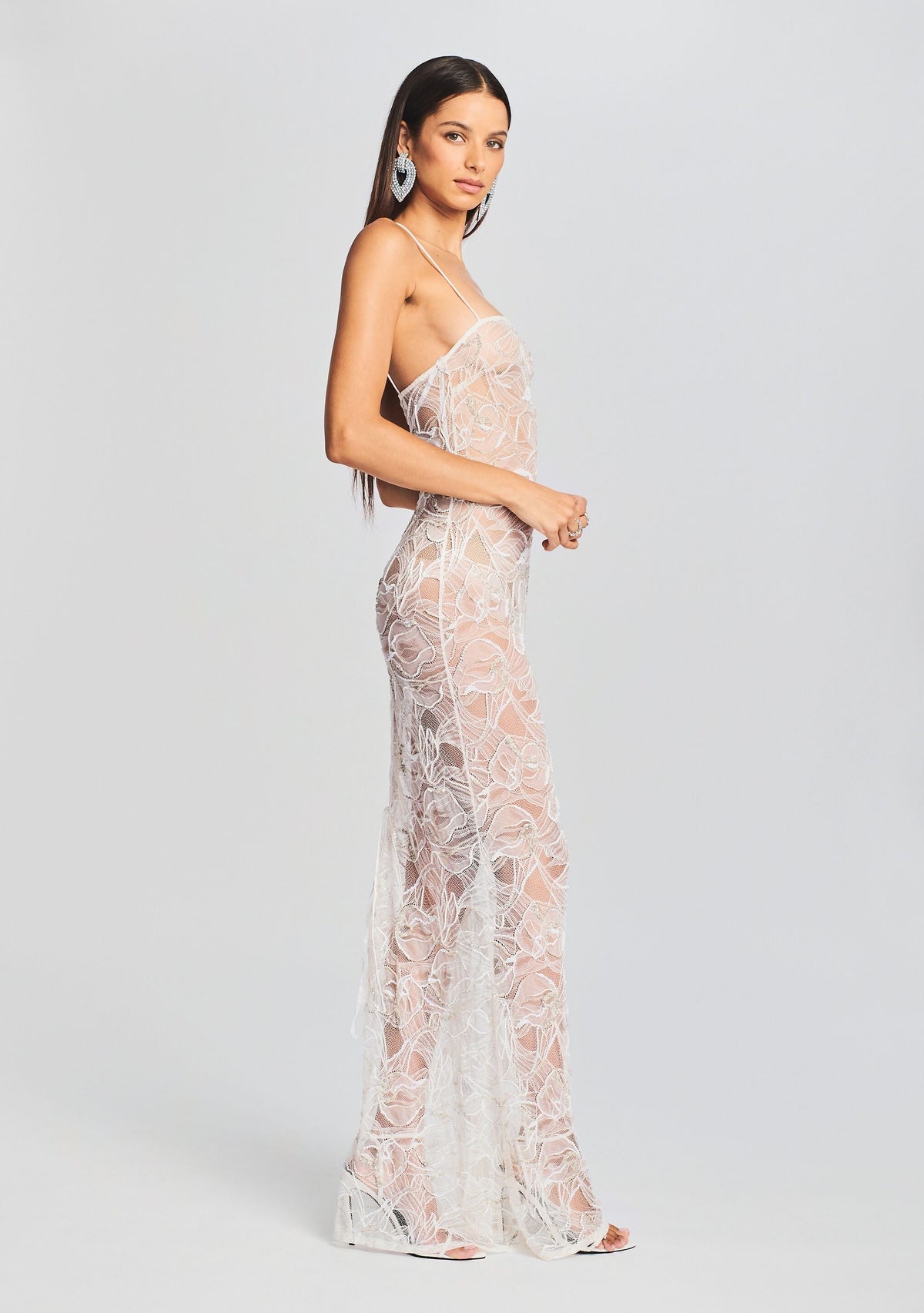 Ruby Embellished Lace Dress by retrofête in White, product image 3